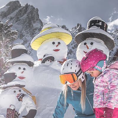 Giant snowmen 3 Zinnen Dolomites